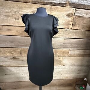 Tommy Hilfiger Flutter Sleeve Sheath Dress, Black, Size 10